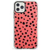 Black on Salmon Pink Dalmatian Polka Dot Spots Impact Phone Case for iPhone 11 Pro Max