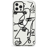 Continuous Line Faces: Black on Clear Slim TPU Phone Case for iPhone 11 Pro Max