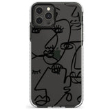 Continuous Line Faces: Black on Clear Slim TPU Phone Case for iPhone 11 Pro Max