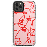 Continuous Line Faces: Red on Pink Slim TPU Phone Case for iPhone 11 Pro Max