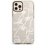 Continuous Line Faces: White on Beige Slim TPU Phone Case for iPhone 11 Pro Max