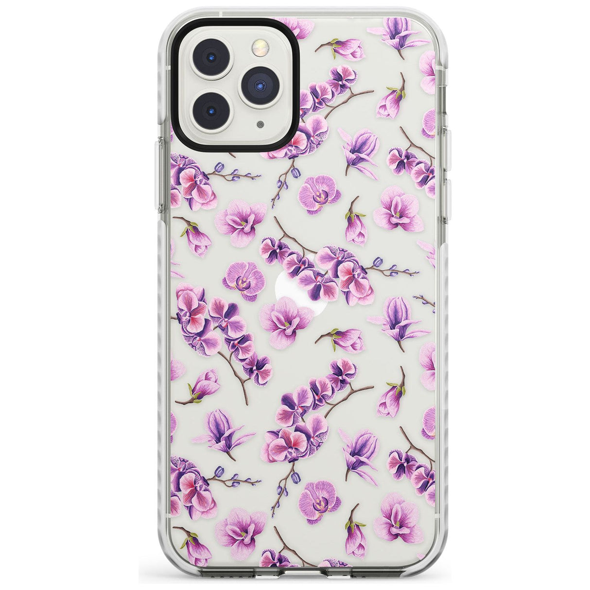 Purple Orchids Transparent Floral Impact Phone Case for iPhone 11 Pro Max