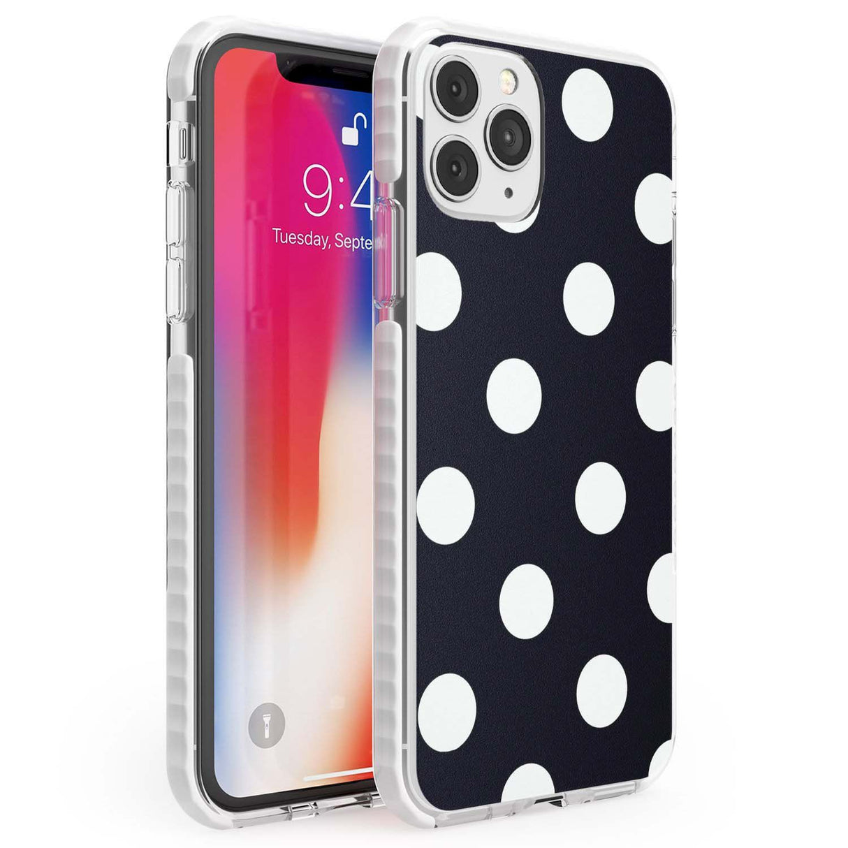 Chic Black Polka Dot Phone Case iPhone 11 Pro Max / Impact Case,iPhone 11 Pro / Impact Case,iPhone 12 Pro / Impact Case,iPhone 12 Pro Max / Impact Case Blanc Space