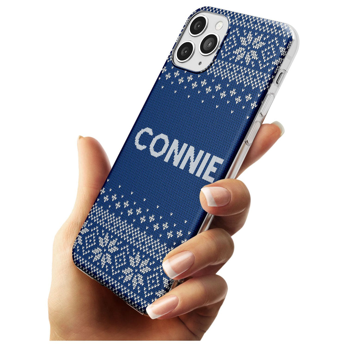 Personalised Blue Christmas Knitted Jumper Slim TPU Phone Case for iPhone 11 Pro Max