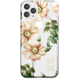 Custom Clear Vintage Floral Cream Anemones Slim TPU Phone Case for iPhone 11 Pro Max