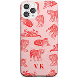 Red Tiger Outlines on Pink iPhone Case  Slim Case Custom Phone Case - Case Warehouse