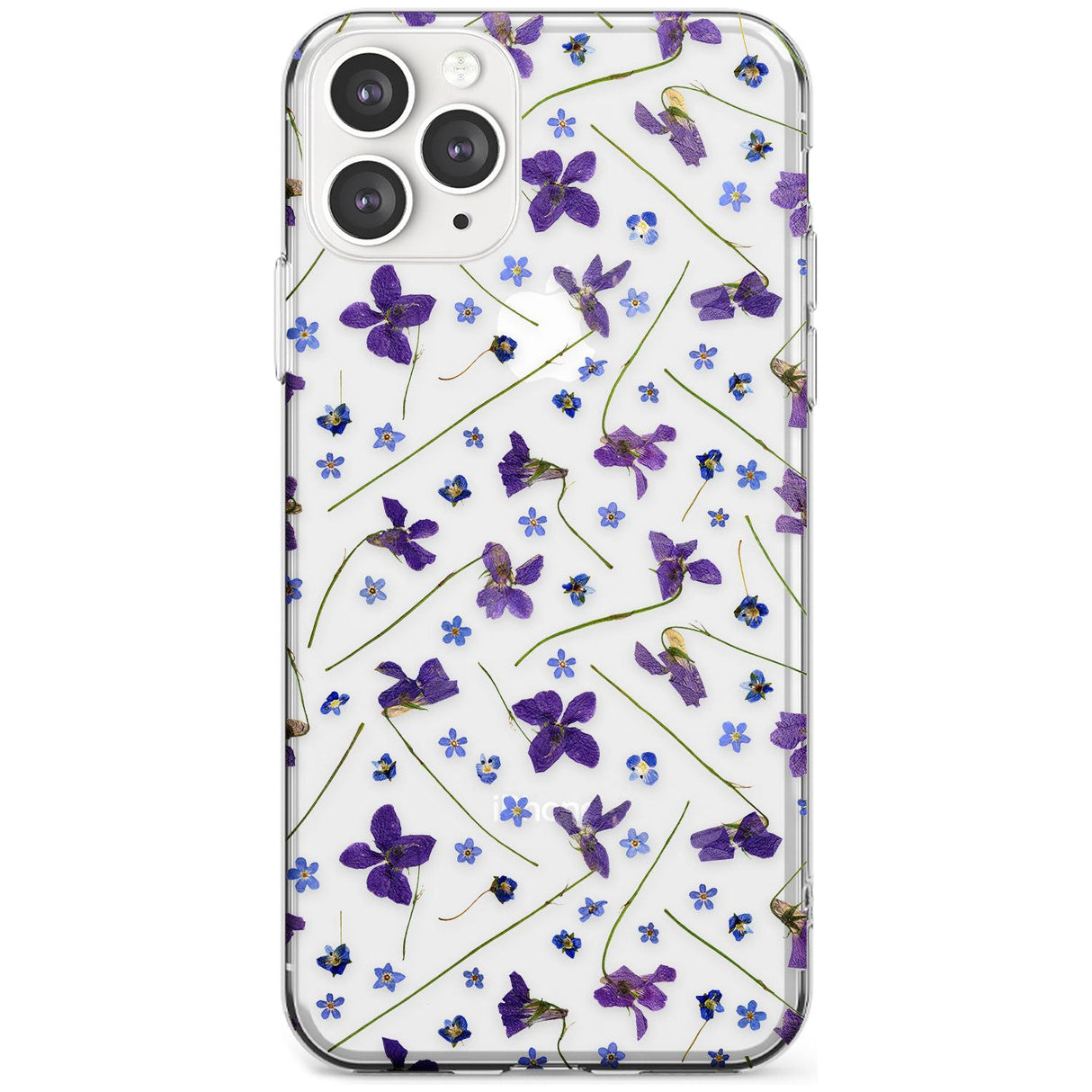 Violet & Blue Floral Pattern Design Slim TPU Phone Case for iPhone 11 Pro Max