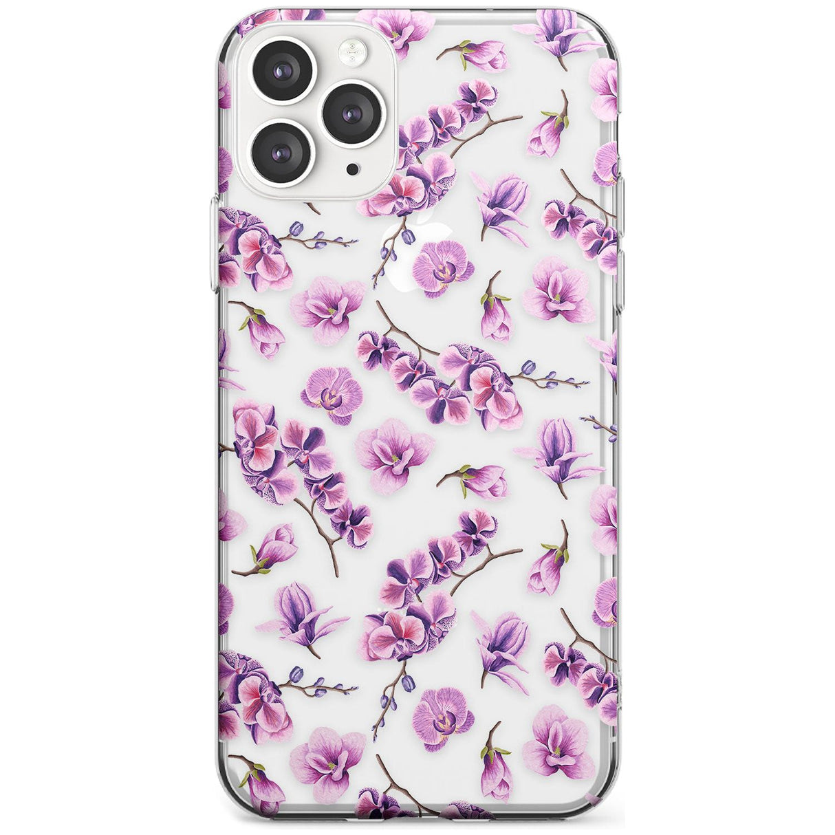 Purple Orchids Transparent Floral Slim TPU Phone Case for iPhone 11 Pro Max