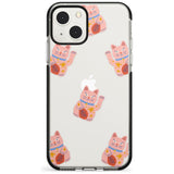 Waving Cat Pattern Black Impact Phone Case for iPhone 13 & 13 Mini