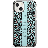 Personalised Blue Leopard Spots Custom Phone Case iPhone 13 Mini / Black Impact Case Blanc Space