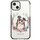 Personalised Australian Shepherd Watercolour Dog Portrait Custom Phone Case iPhone 13 Mini / Black Impact Case Blanc Space