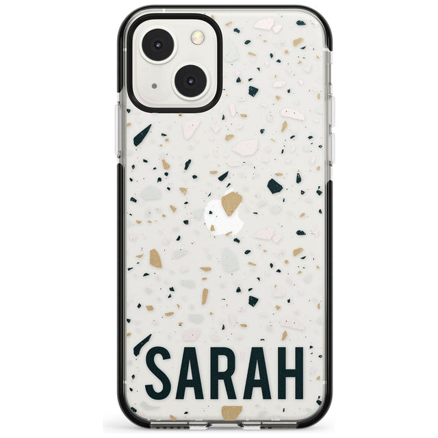 Personalised Terrazzo - Blue, Pink, Brown Custom Phone Case iPhone 13 Mini / Black Impact Case Blanc Space