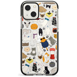 Cartoon Cat Collage Phone Case iPhone 13 Mini / Black Impact Case Blanc Space