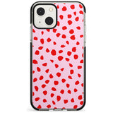 Red on Pink Dalmatian Polka Dot Spots