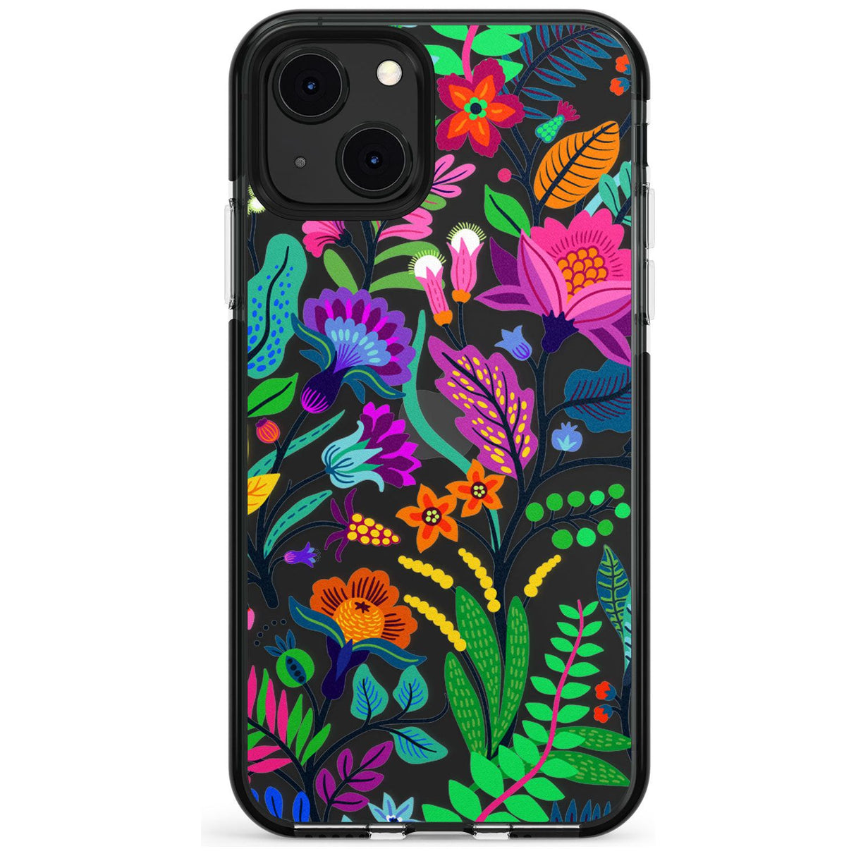 Floral Vibe Black Impact Phone Case for iPhone 13 & 13 Mini