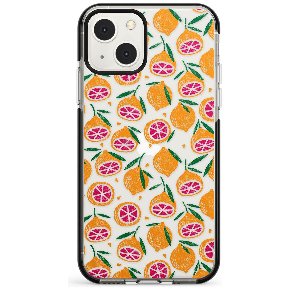 Blood Orange Fruit Pattern Transparent Phone Case iPhone 13 Mini / Black Impact Case Blanc Space