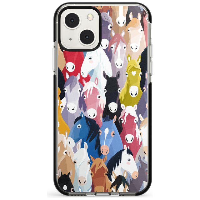 Colourful Horse Pattern Black Impact Phone Case for iPhone 13 & 13 Mini