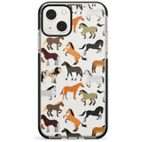 Horse Pattern Black Impact Phone Case for iPhone 13 & 13 Mini