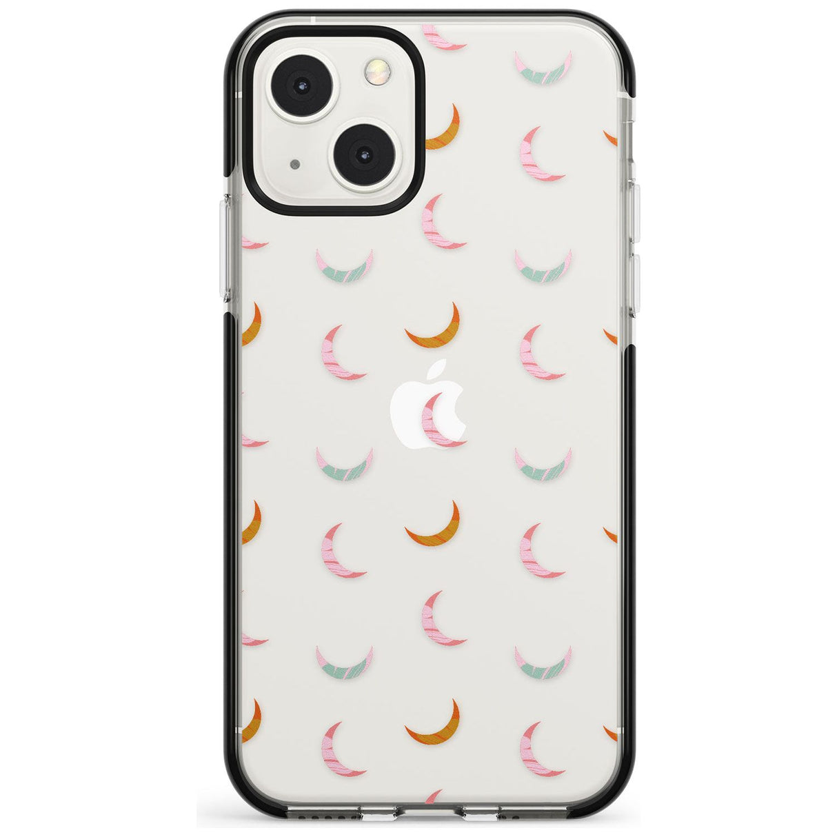 Colourful Crescent Moons Phone Case iPhone 13 Mini / Black Impact Case Blanc Space