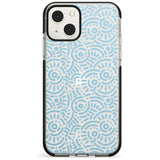 Light Blue Pattern Memphis Retro Pattern Design Phone Case iPhone 13 Mini / Black Impact Case Blanc Space