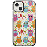 Forrest Owl Clear Pattern Phone Case iPhone 13 Mini / Black Impact Case Blanc Space