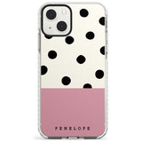 Personalised Pink Border Polka Dot Custom Phone Case iPhone 13 Mini / Impact Case Blanc Space