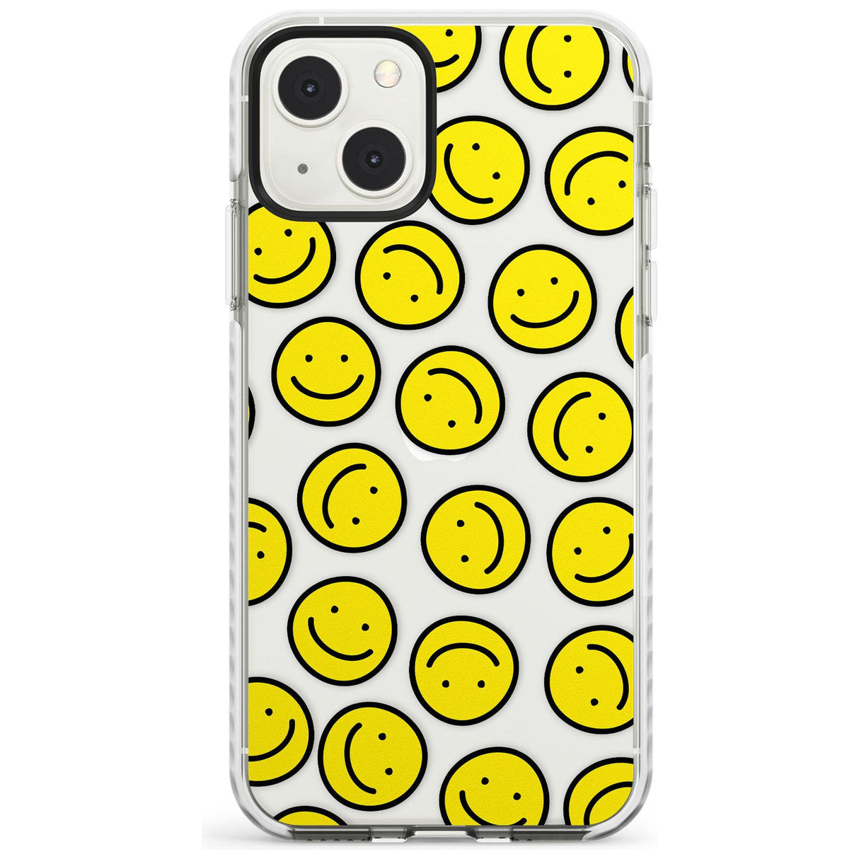 Happy Face Clear Pattern Phone Case iPhone 13 Mini / Impact Case Blanc Space