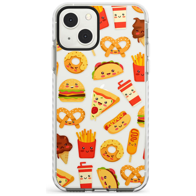 Fast Food Patterns Kawaii Fast Food Mix Phone Case iPhone 13 Mini / Impact Case Blanc Space