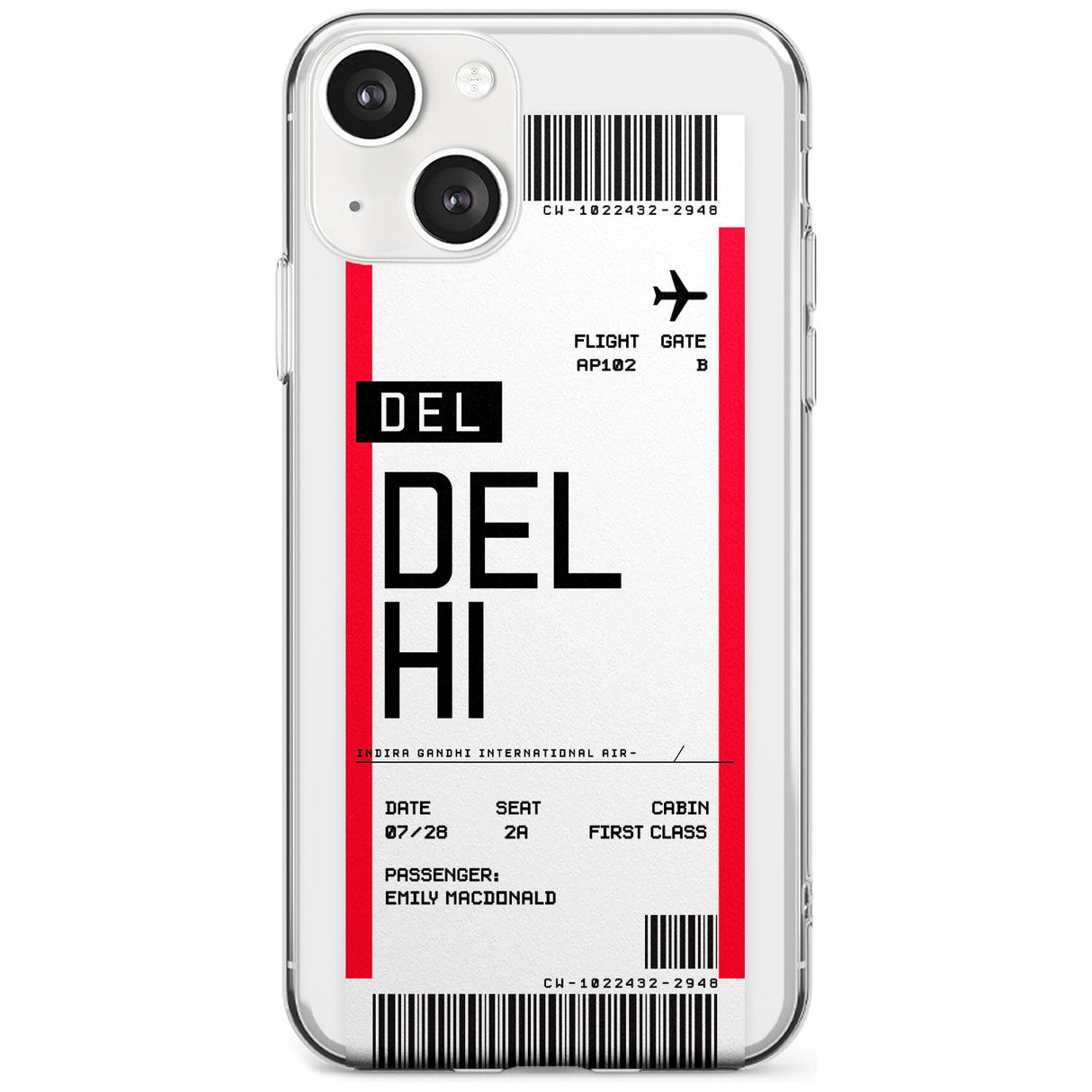 Personalised Delhi Boarding Pass Custom Phone Case iPhone 13 / Clear Case,iPhone 13 Mini / Clear Case,iPhone 14 / Clear Case,iPhone 14 Plus / Clear Case Blanc Space