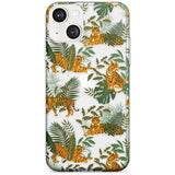 ClearTiger & Fern Jungle Cat Pattern Phone Case iPhone 13 / Clear Case,iPhone 13 Mini / Clear Case,iPhone 14 / Clear Case,iPhone 14 Plus / Clear Case Blanc Space