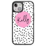 Personalised Pink Circle & Dots Custom Phone Case iPhone 12 / Black Impact Case,iPhone 13 / Black Impact Case,iPhone 12 Pro / Black Impact Case,iPhone 14 / Black Impact Case,iPhone 15 Plus / Black Impact Case,iPhone 15 / Black Impact Case Blanc Space