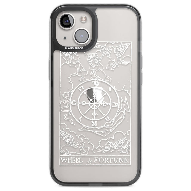 Personalised Wheel of Fortune Tarot Card - White Transparent Custom Phone Case iPhone 12 / Black Impact Case,iPhone 13 / Black Impact Case,iPhone 12 Pro / Black Impact Case,iPhone 14 / Black Impact Case,iPhone 15 Plus / Black Impact Case,iPhone 15 / Black Impact Case Blanc Space