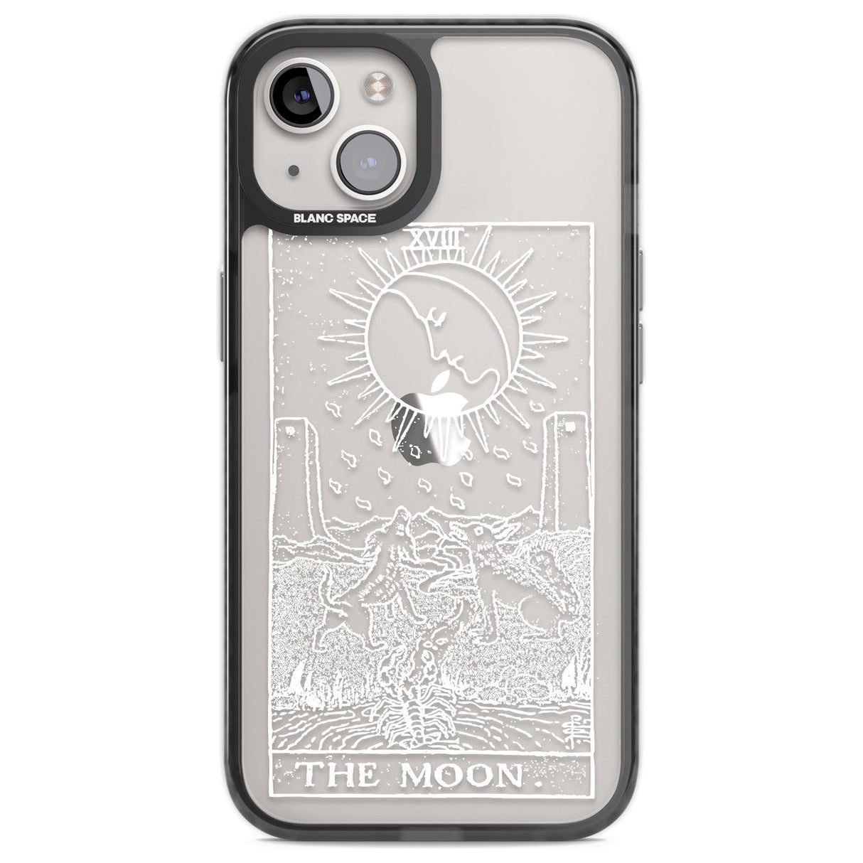 Personalised The Moon Tarot Card - White Transparent Custom Phone Case iPhone 12 / Black Impact Case,iPhone 13 / Black Impact Case,iPhone 12 Pro / Black Impact Case,iPhone 14 / Black Impact Case,iPhone 15 Plus / Black Impact Case,iPhone 15 / Black Impact Case Blanc Space