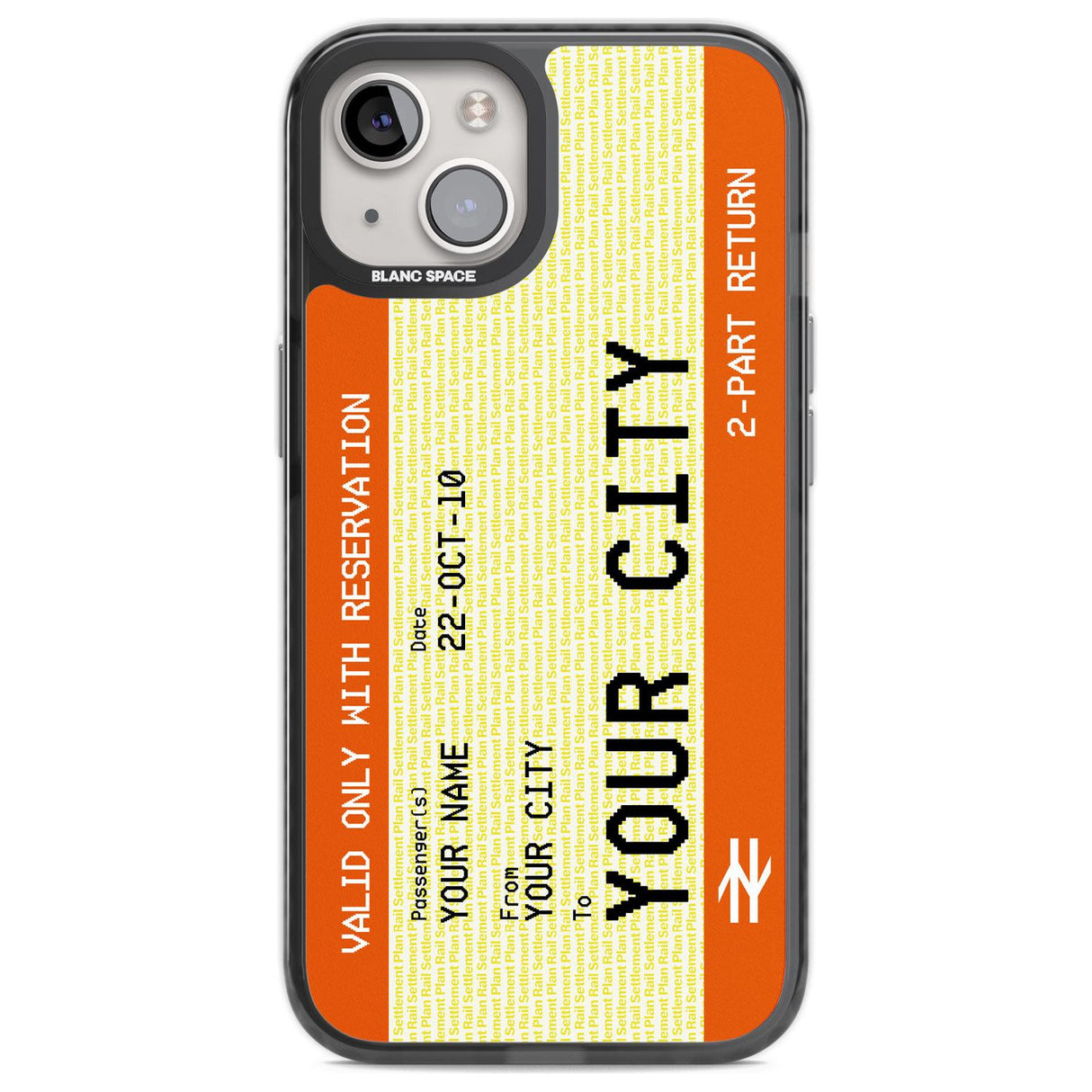 Personalised Create Your Own Train Ticket Custom Phone Case iPhone 13 / Black Impact Case,iPhone 12 Pro / Black Impact Case,iPhone 12 / Black Impact Case,iPhone 14 / Black Impact Case,iPhone 15 Plus / Black Impact Case,iPhone 15 / Black Impact Case Blanc Space