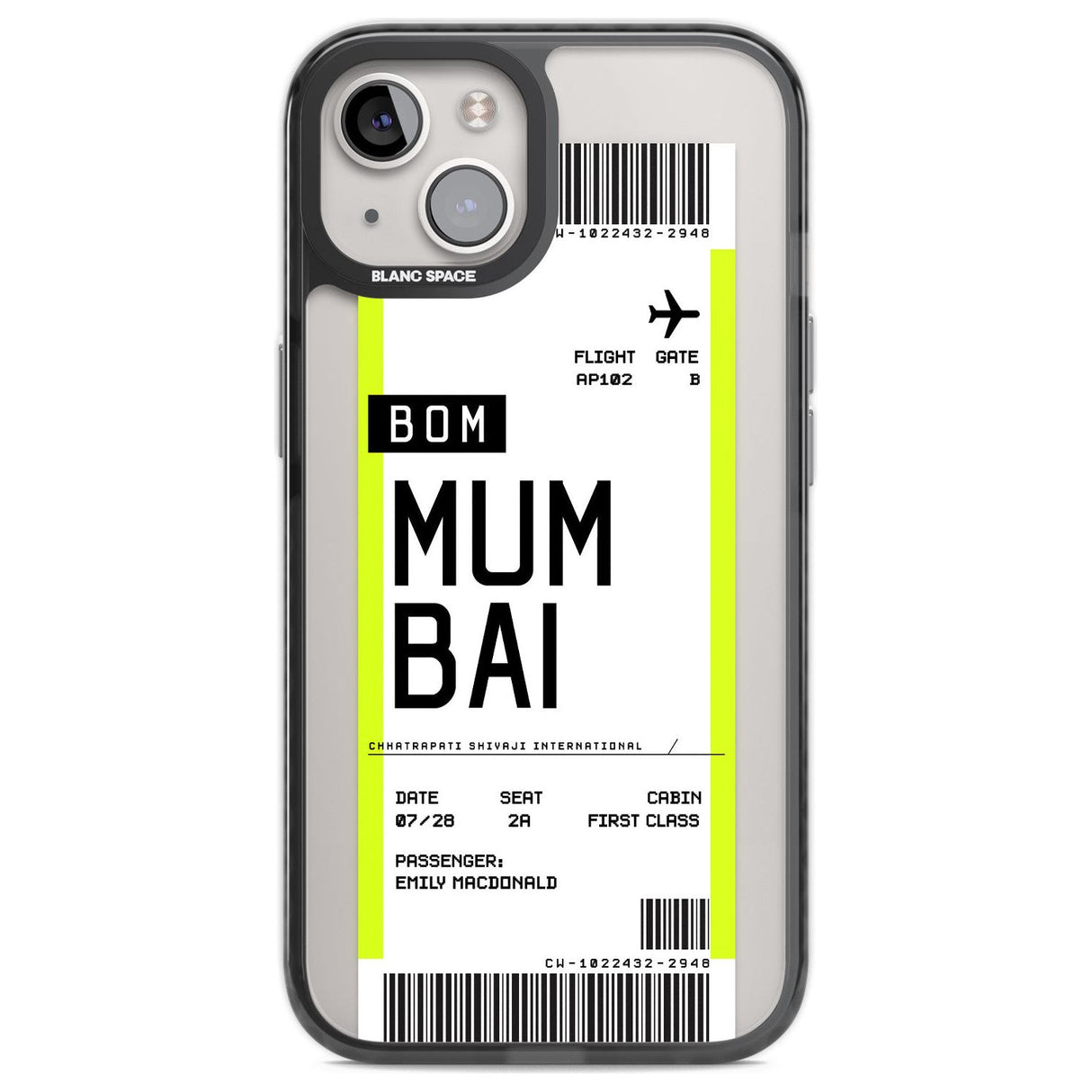 Personalised Mumbai Boarding Pass Custom Phone Case iPhone 12 / Black Impact Case,iPhone 13 / Black Impact Case,iPhone 12 Pro / Black Impact Case,iPhone 14 / Black Impact Case,iPhone 15 Plus / Black Impact Case,iPhone 15 / Black Impact Case Blanc Space