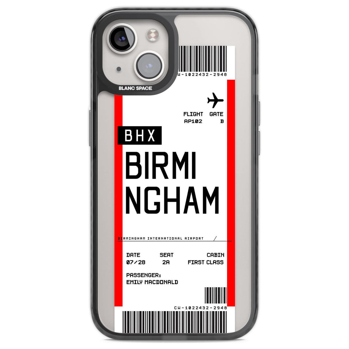 Personalised Birmingham Boarding Pass Custom Phone Case iPhone 12 / Black Impact Case,iPhone 13 / Black Impact Case,iPhone 12 Pro / Black Impact Case,iPhone 14 / Black Impact Case,iPhone 15 Plus / Black Impact Case,iPhone 15 / Black Impact Case Blanc Space