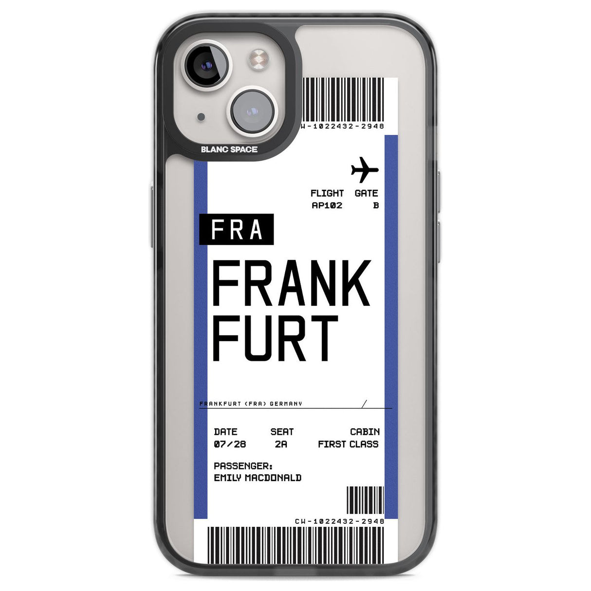 Personalised Frankfurt Boarding Pass Custom Phone Case iPhone 12 / Black Impact Case,iPhone 13 / Black Impact Case,iPhone 12 Pro / Black Impact Case,iPhone 14 / Black Impact Case,iPhone 15 Plus / Black Impact Case,iPhone 15 / Black Impact Case Blanc Space