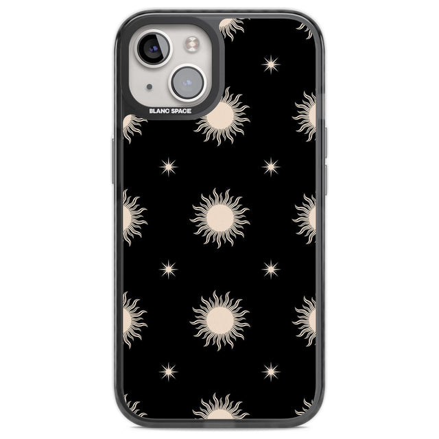 Celestial Patterns Classic Suns (Black) Phone Case iPhone 12 / Black Impact Case,iPhone 12 Pro / Black Impact Case,iPhone 13 / Black Impact Case,iPhone 14 / Black Impact Case,iPhone 15 / Black Impact Case,iPhone 15 Plus / Black Impact Case Blanc Space