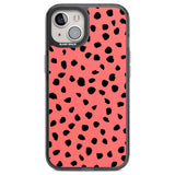 Black on Salmon Pink Dalmatian Polka Dot Spots Phone Case iPhone 12 / Black Impact Case,iPhone 13 / Black Impact Case,iPhone 12 Pro / Black Impact Case,iPhone 14 / Black Impact Case,iPhone 15 Plus / Black Impact Case,iPhone 15 / Black Impact Case Blanc Space