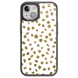 Gold Look on White Dalmatian Polka Dot Spots Phone Case iPhone 12 / Black Impact Case,iPhone 13 / Black Impact Case,iPhone 12 Pro / Black Impact Case,iPhone 14 / Black Impact Case,iPhone 15 Plus / Black Impact Case,iPhone 15 / Black Impact Case Blanc Space