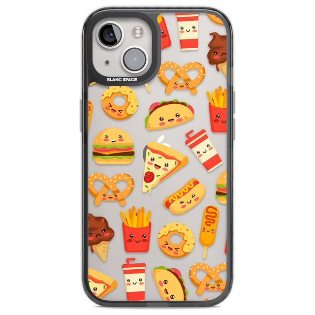 Fast Food Patterns Kawaii Fast Food Mix Phone Case iPhone 12 / Black Impact Case,iPhone 12 Pro / Black Impact Case,iPhone 13 / Black Impact Case,iPhone 14 / Black Impact Case,iPhone 15 / Black Impact Case,iPhone 15 Plus / Black Impact Case Blanc Space