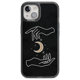 Hands Surrounding Moon Phone Case iPhone 12 / Black Impact Case,iPhone 13 / Black Impact Case,iPhone 12 Pro / Black Impact Case,iPhone 14 / Black Impact Case,iPhone 15 Plus / Black Impact Case,iPhone 15 / Black Impact Case Blanc Space