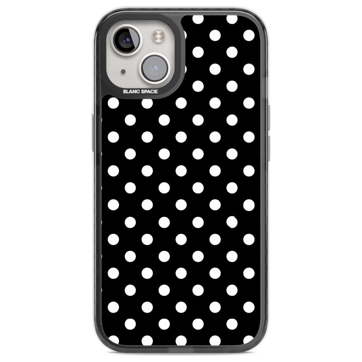 Designer Chic Black Polka Dot Phone Case iPhone 13 / Black Impact Case,iPhone 14 / Black Impact Case,iPhone 15 / Black Impact Case,iPhone 15 Plus / Black Impact Case Blanc Space