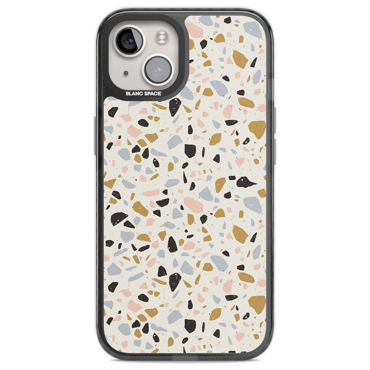 Pale Pink, Blue, & Mocha Terrazzo Pattern Phone Case iPhone 13 / Black Impact Case,iPhone 14 / Black Impact Case,iPhone 15 / Black Impact Case,iPhone 15 Plus / Black Impact Case Blanc Space