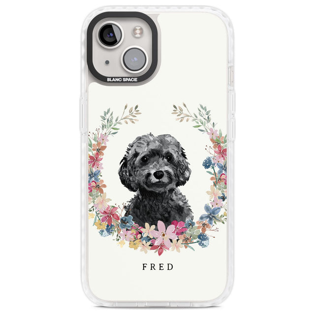 Personalised Black Cockapoo - Watercolour Dog Portrait Custom Phone Case iPhone 13 / Impact Case,iPhone 14 / Impact Case,iPhone 15 Plus / Impact Case,iPhone 15 / Impact Case Blanc Space