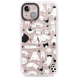 Cartoon Cat Collage - Black & White Phone Case iPhone 13 / Impact Case,iPhone 14 / Impact Case,iPhone 15 Plus / Impact Case,iPhone 15 / Impact Case Blanc Space