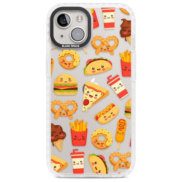 Fast Food Patterns Kawaii Fast Food Mix Phone Case iPhone 13 / Impact Case,iPhone 14 / Impact Case,iPhone 15 / Impact Case,iPhone 15 Plus / Impact Case Blanc Space