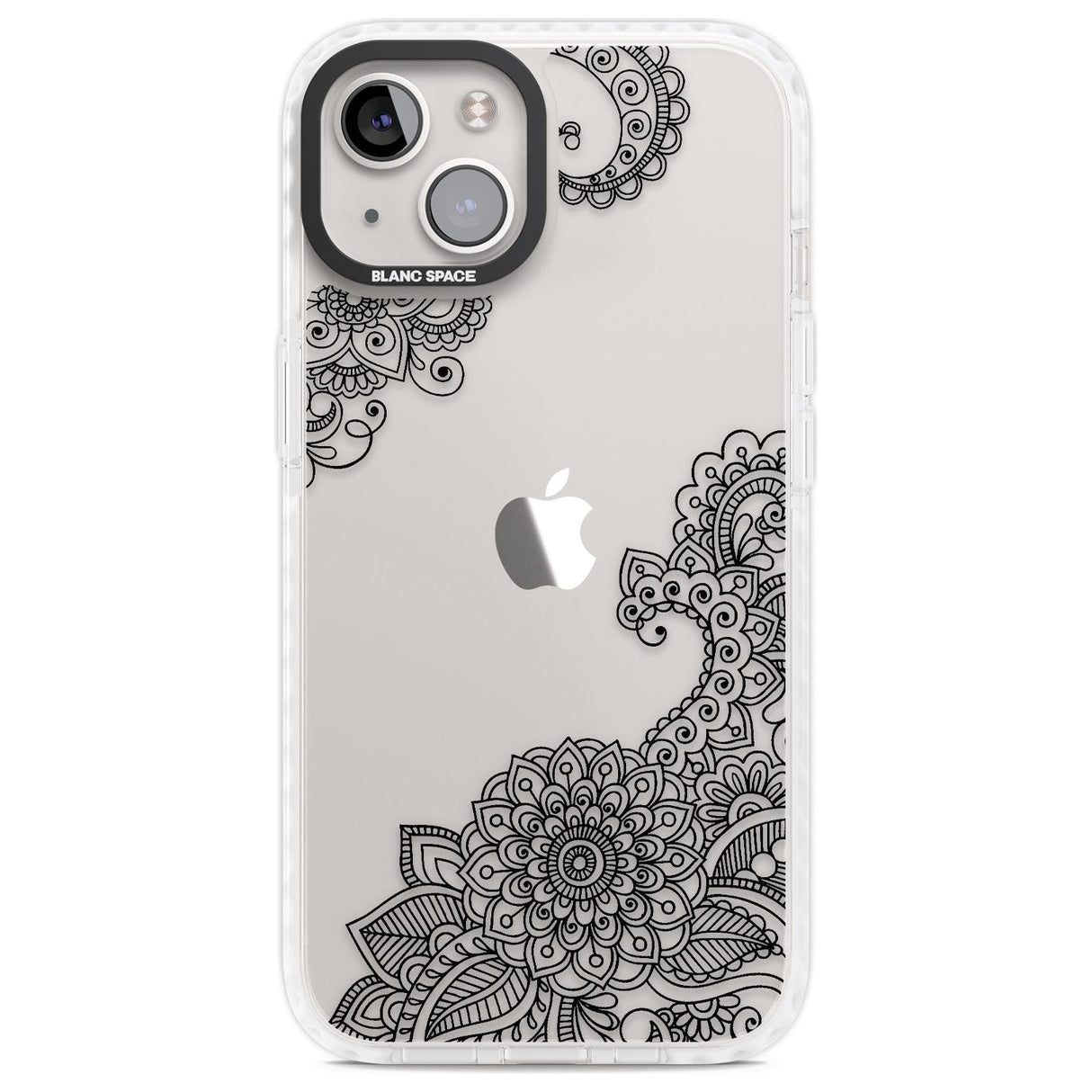 Black Henna Botanicals Phone Case iPhone 13 / Impact Case,iPhone 14 / Impact Case,iPhone 15 Plus / Impact Case,iPhone 15 / Impact Case Blanc Space