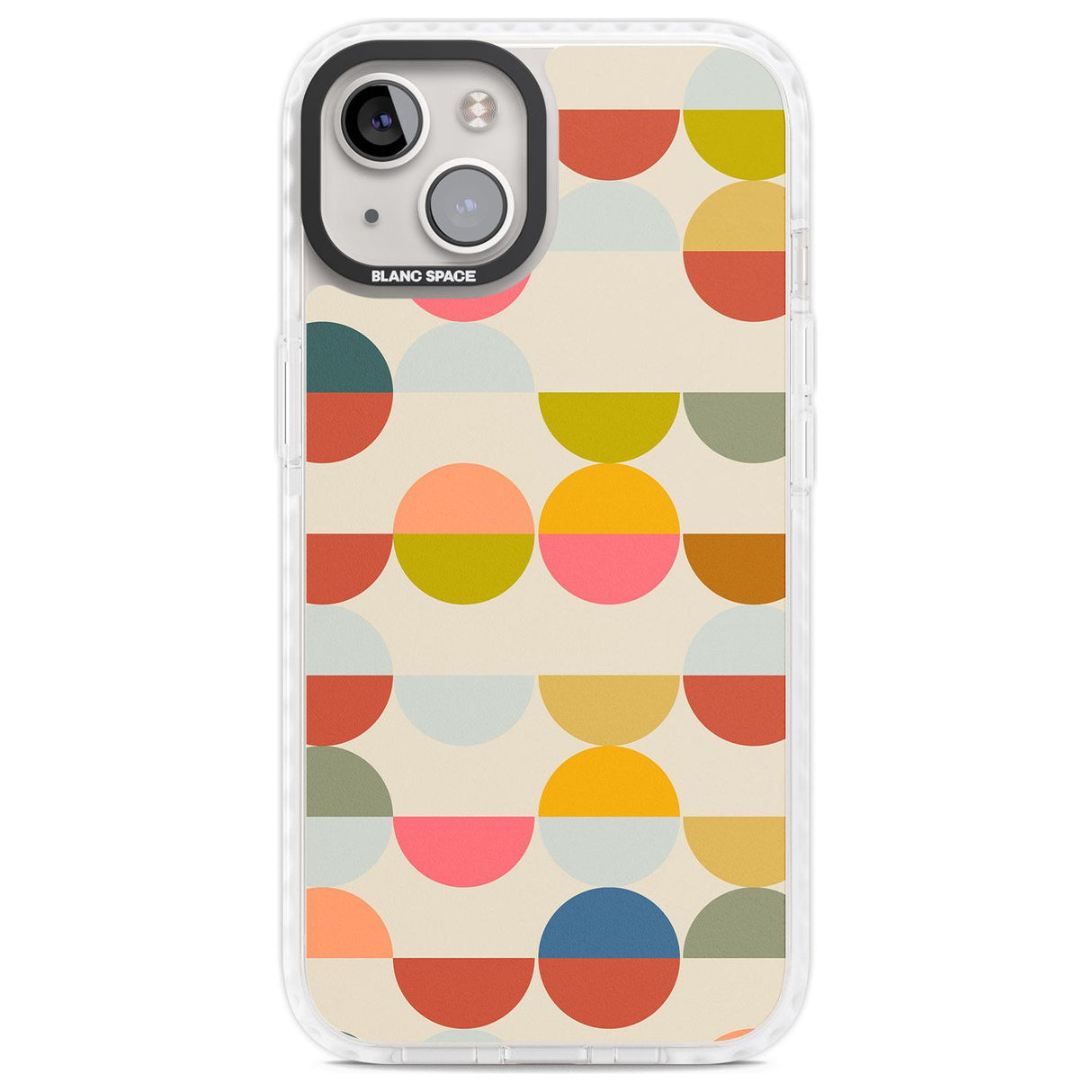 Abstract Retro Shapes: Colourful Circles Phone Case iPhone 13 / Impact Case,iPhone 14 / Impact Case,iPhone 15 Plus / Impact Case,iPhone 15 / Impact Case Blanc Space