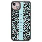 Personalised Blue Leopard Spots Custom Phone Case iPhone 14 Plus / Black Impact Case Blanc Space